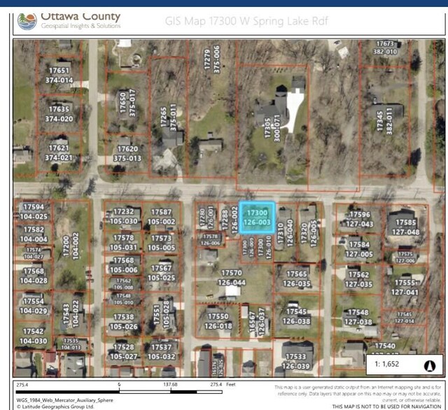 17300 W Spring Lake Rd, Spring Lake, MI 49456 - aerial view of property's location featuring property parcel outlined