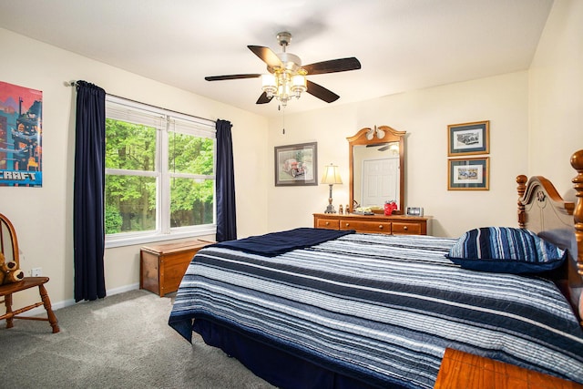 232 Embury Dr, Battle Creek, MI 49014 - bedroom with carpet, baseboards, and ceiling fan