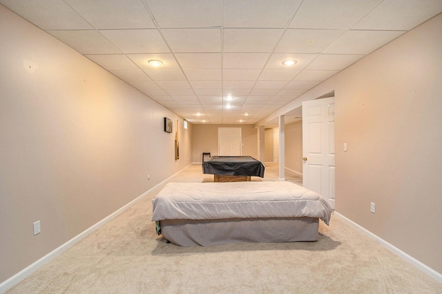 232 Embury Dr, Battle Creek, MI 49014 - bedroom with carpet flooring, baseboards, recessed lighting, and a paneled ceiling