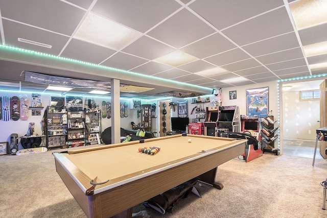 50427 M 51 N, Dowagiac, MI 49047 - playroom with carpet, pool table, and a paneled ceiling