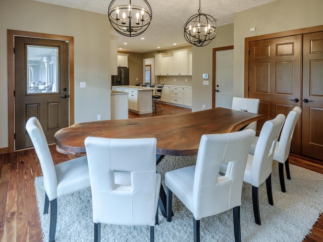1518 M Dr S, East Leroy, MI 49051 - dining space with a chandelier, wood finished floors, and recessed lighting