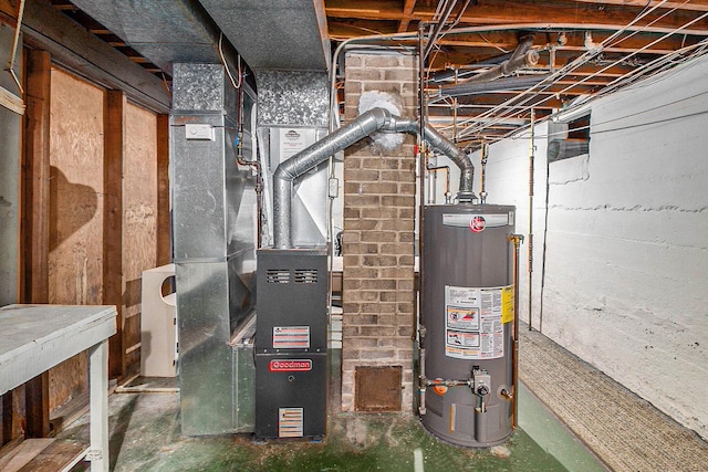 utilities featuring gas water heater and heating unit