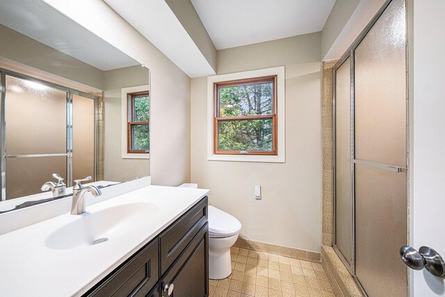 3630 Charter Pl, Ann Arbor, MI 48105 - full bathroom featuring baseboards, a stall shower, toilet, and vanity