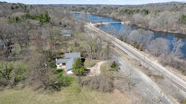 2277 W Huron River Dr, Ann Arbor, MI 48103 - aerial view of a large body of water and a heavily wooded area