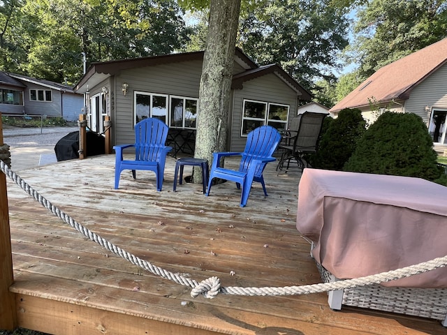 6439 E Sugar Grove Rd, Fountain, MI 49410 - view of wooden deck