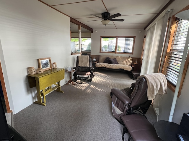 6439 E Sugar Grove Rd, Fountain, MI 49410 - sitting room with ceiling fan and carpet floors