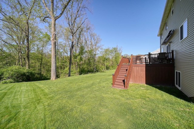 10478 River Edge Rd, Saline, MI 48176 - view of grassy yard featuring stairs and a deck