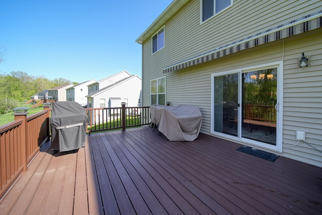 10478 River Edge Rd, Saline, MI 48176 - deck with area for grilling and a residential view