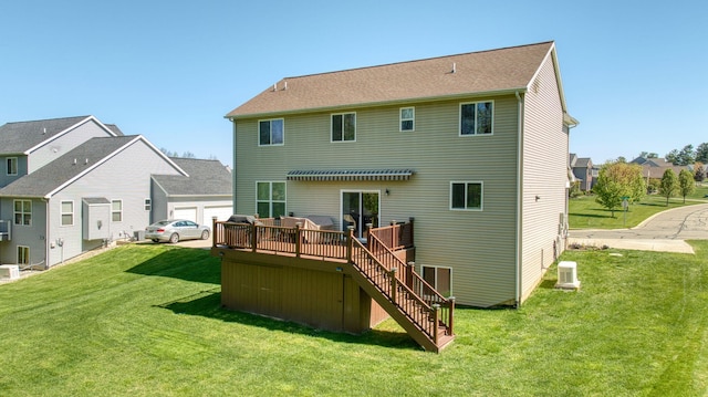 10478 River Edge Rd, Saline, MI 48176 - back of property featuring a wooden deck, a lawn, and stairway