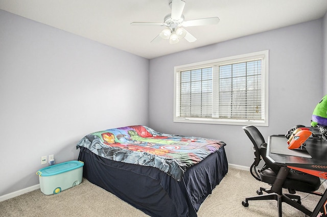 9908 Mariner St, Portage, MI 49002 - bedroom featuring carpet floors, baseboards, ceiling fan, and a desk