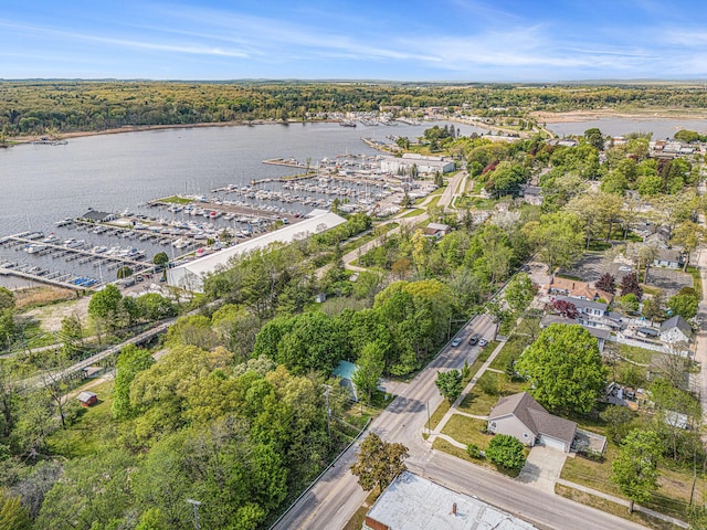524 S Mears Ave, Whitehall, MI 49461 - aerial view of property and surrounding area with a large body of water and a marina