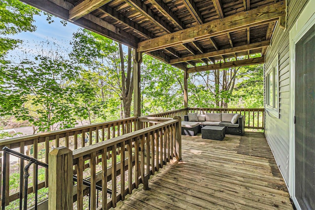 524 S Mears Ave, Whitehall, MI 49461 - wooden terrace with an outdoor living space