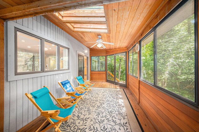 1410 N Folkstone Ct, Ann Arbor, MI 48105 - sunroom / solarium with a skylight and a ceiling fan