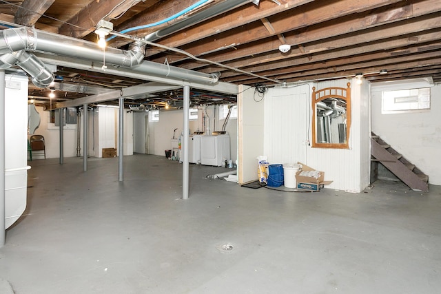 18106 Roselawn St, Detroit, MI 48221 - below grade area with washing machine and clothes dryer and stairs