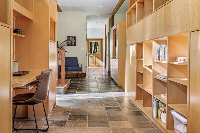 6800 Harbert Rd, Harbert, MI 49115 - hallway featuring stone tile flooring, an office area, and baseboards