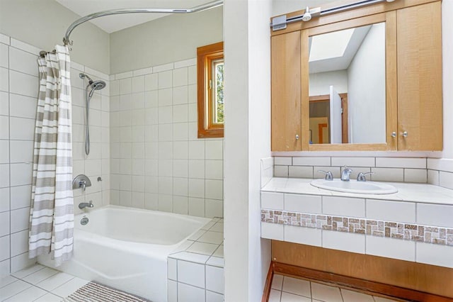6800 Harbert Rd, Harbert, MI 49115 - bathroom with tile patterned floors, shower / tub combo with curtain, and vanity
