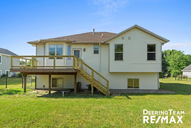 5909 Maple Bend Trl, Allendale, MI 49401 - back of property with a wooden deck and stairway
