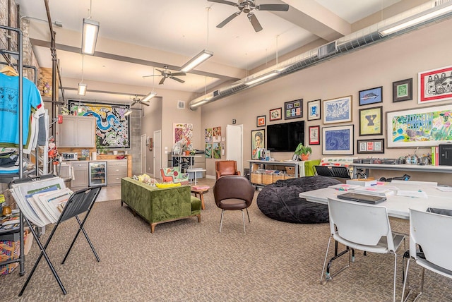 26 W 6th St, Holland, MI 49423 - carpeted office space featuring beverage cooler and ceiling fan