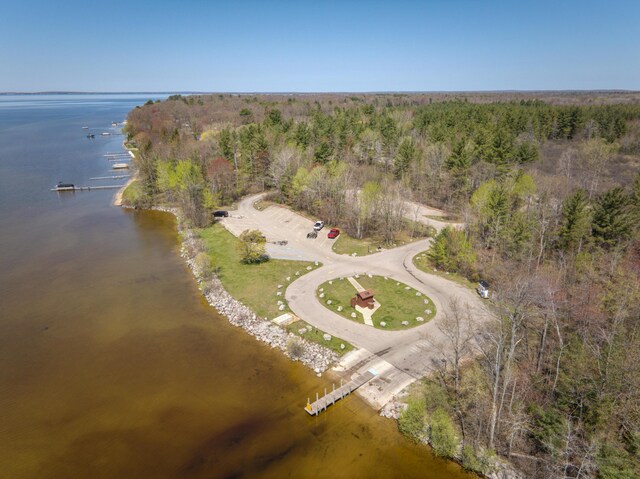 108 Eastbrook Ave, Houghton Lake, MI 48629 - aerial overview of property's location with a large body of water and a heavily wooded area