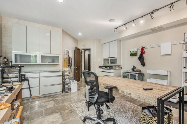 4850 Catamount Trl NE, Ada, MI 49301 - office space featuring recessed lighting and stone tile floors