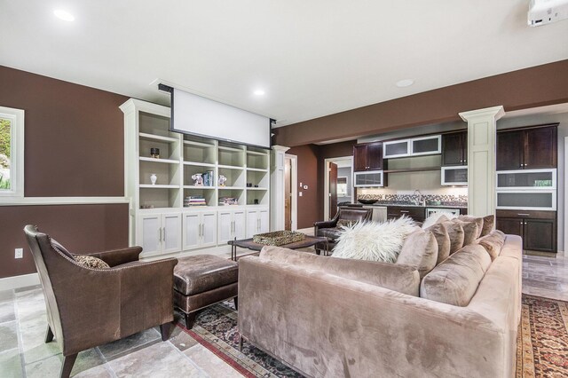 4850 Catamount Trl NE, Ada, MI 49301 - living area featuring recessed lighting and ornate columns