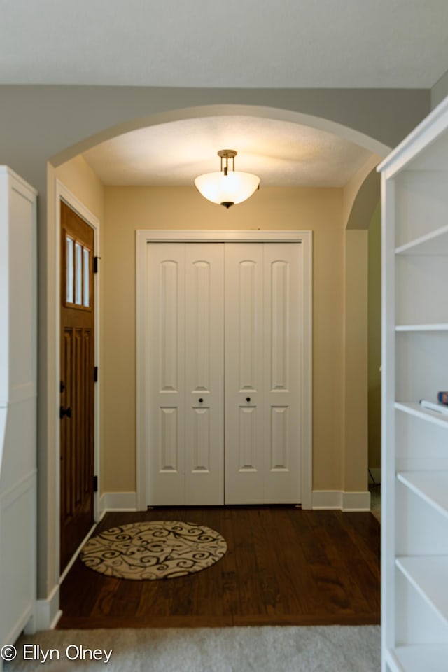 16894 Arbor Way Dr, Nunica, MI 49448 - foyer entrance featuring arched walkways, wood finished floors, and baseboards