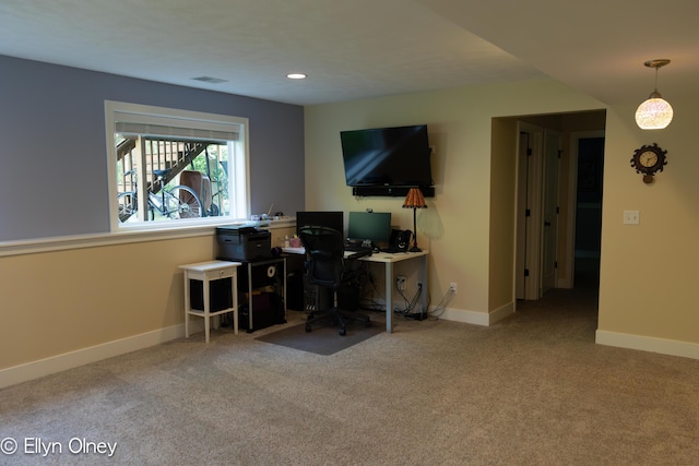 16894 Arbor Way Dr, Nunica, MI 49448 - office area featuring carpet flooring, baseboards, and recessed lighting