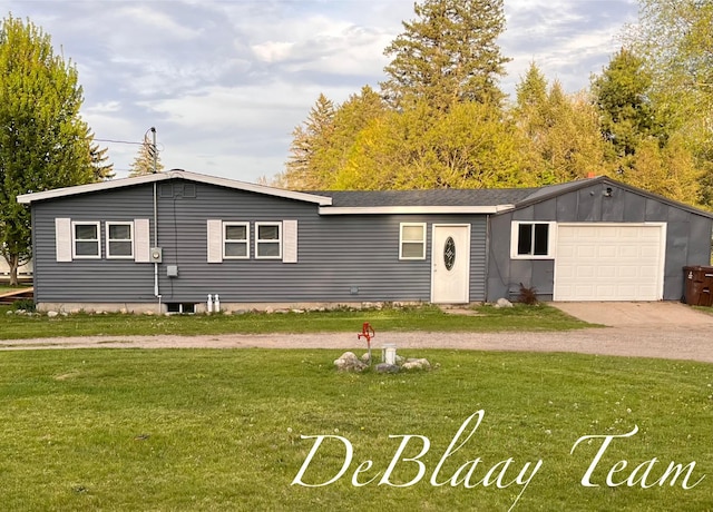 6061 Cutler Rd, Lakeview, MI 48850 - view of front of property featuring concrete driveway, a front lawn, and a garage
