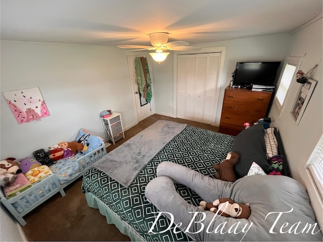 6061 Cutler Rd, Lakeview, MI 48850 - bedroom featuring multiple windows, a closet, and ceiling fan