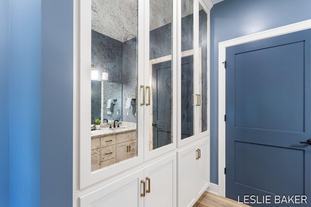 833 Allen Dr, Holland, MI 49423 - bathroom with vanity and wood finished floors