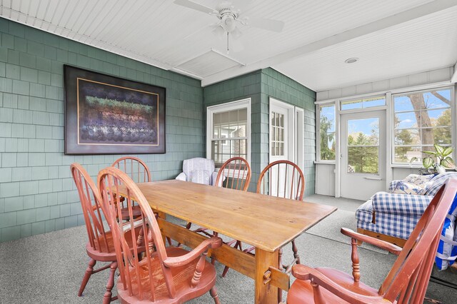 46132 86th Ave, Decatur, MI 49045 - carpeted dining space featuring a ceiling fan