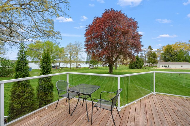 46132 86th Ave, Decatur, MI 49045 - deck with a water view and a yard