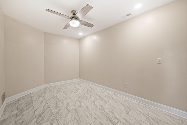 4624 Parman Rd, Stockbridge, MI 49285 - empty room featuring ceiling fan, light marble finish flooring, baseboards, and recessed lighting
