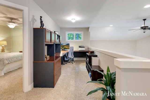 2078 Chippewa Dr Unit 25, Holland, MI 49424 - home office featuring ceiling fan, light colored carpet, and recessed lighting