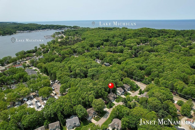 2078 Chippewa Dr Unit 25, Holland, MI 49424 - aerial view of a large body of water and a heavily wooded area