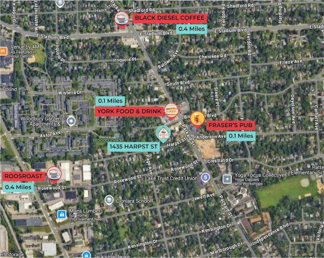 1435 Harpst St, Ann Arbor, MI 48104 - map of property location