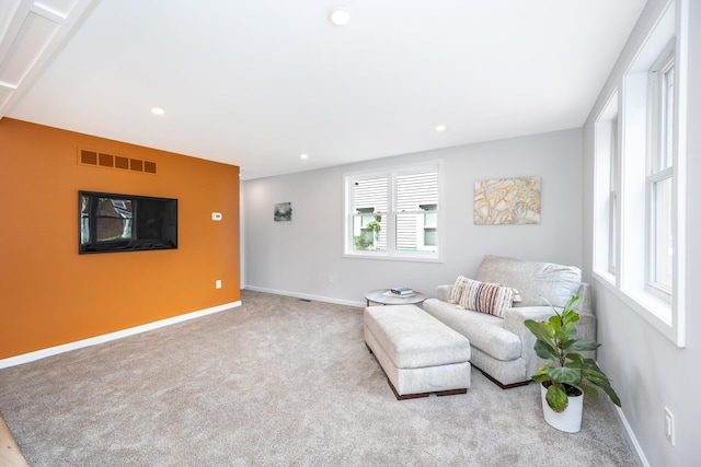 1435 Harpst St, Ann Arbor, MI 48104 - living area featuring carpet floors, recessed lighting, and baseboards