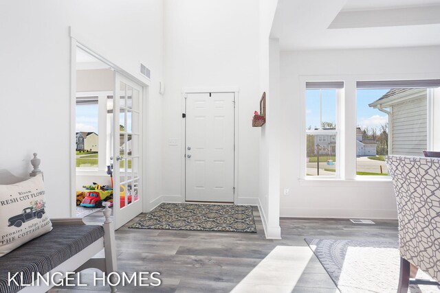 9235 Bigleaf Dr, West Olive, MI 49460 - entrance foyer with wood finished floors, baseboards, and french doors