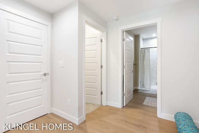 9235 Bigleaf Dr, West Olive, MI 49460 - hall with light wood-type flooring and baseboards