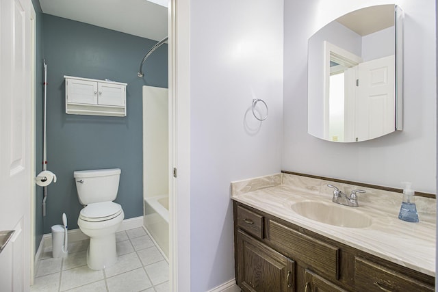 6001 Dover Ln, Traverse City, MI 49684 - full bathroom with toilet, vanity, tile patterned floors, and tub / shower combination