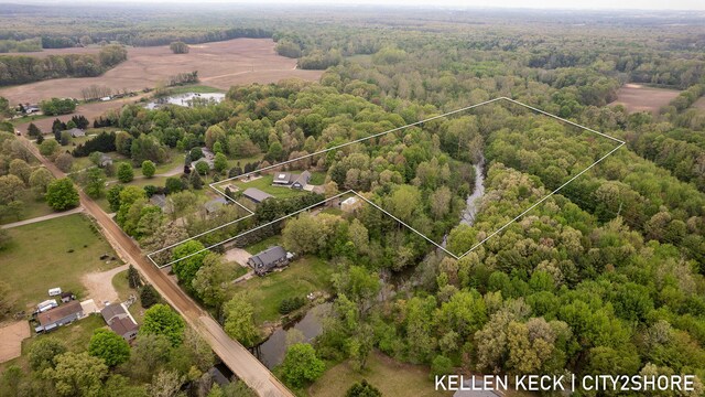 2263 136th Ave, Dorr, MI 49323 - aerial overview of property's location with a forest and property boundaries highlighted