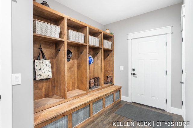 2263 136th Ave, Dorr, MI 49323 - mudroom featuring dark wood-style floors and baseboards