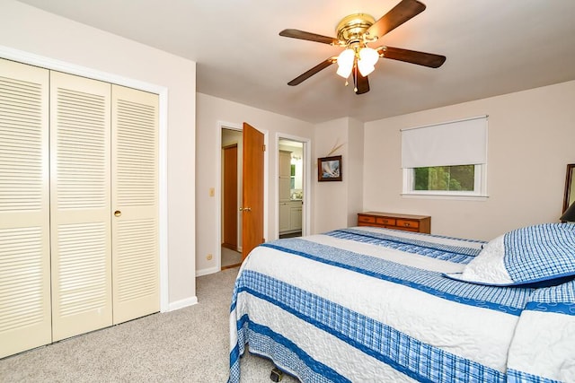 2707 Lomond Dr, Kalamazoo, MI 49008 - bedroom featuring carpet, a closet, baseboards, and a ceiling fan