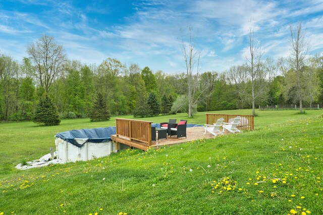 3725 S Creek Ln, Dryden, MI 48428 - view of green lawn featuring a covered pool