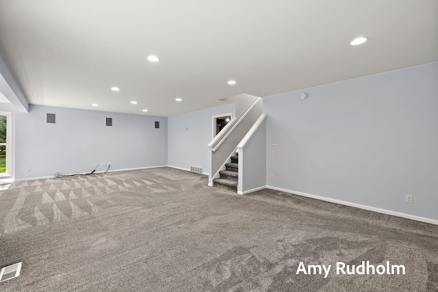 1995 W Glen Ct, Norton Shores, MI 49441 - carpeted empty room with stairway, recessed lighting, and baseboards