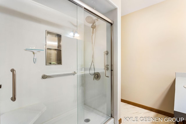 full bathroom with a stall shower