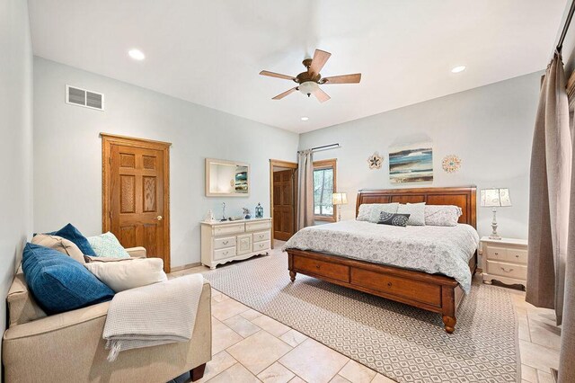 16431 Glassman Rd, Union Pier, MI 49129 - bedroom featuring a ceiling fan and recessed lighting