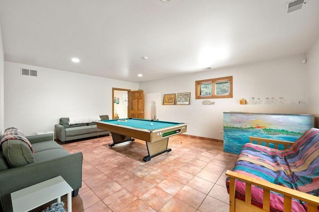16431 Glassman Rd, Union Pier, MI 49129 - recreation room with pool table, recessed lighting, and light tile patterned flooring