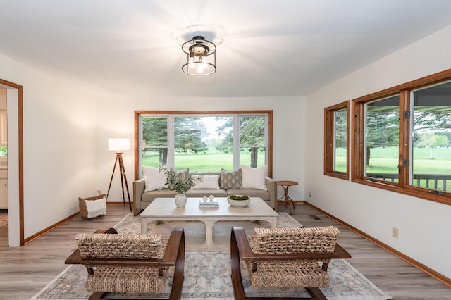 16436 45th Ave, Barryton, MI 49305 - living room with healthy amount of natural light, baseboards, and light wood-style flooring