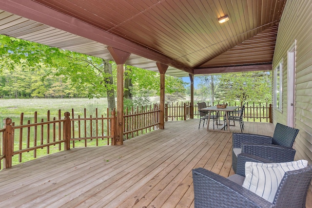 16436 45th Ave, Barryton, MI 49305 - wooden deck featuring outdoor dining area